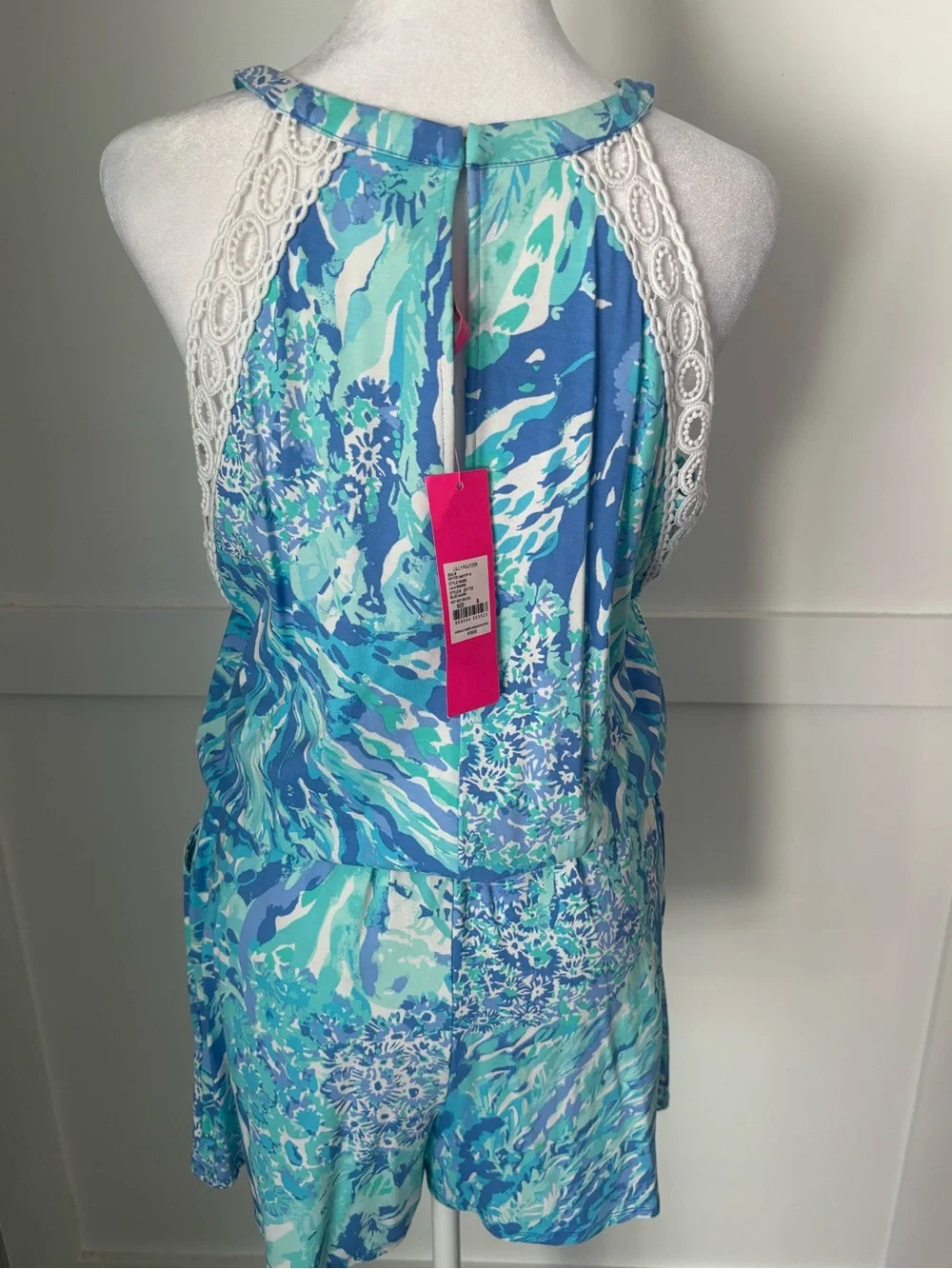 Lilly Pulitzer Lala Halter Romper in Blue Haven Hey Hey Soleil size small NWT - Picture 7 of 8
